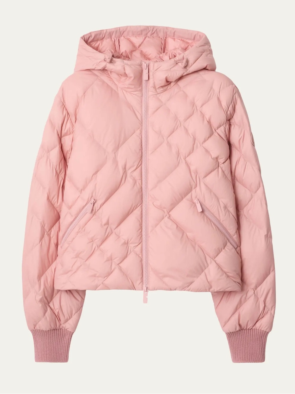Burberry Check-Stitch Nylon Delley Puffer Jacket in Pink NWOT